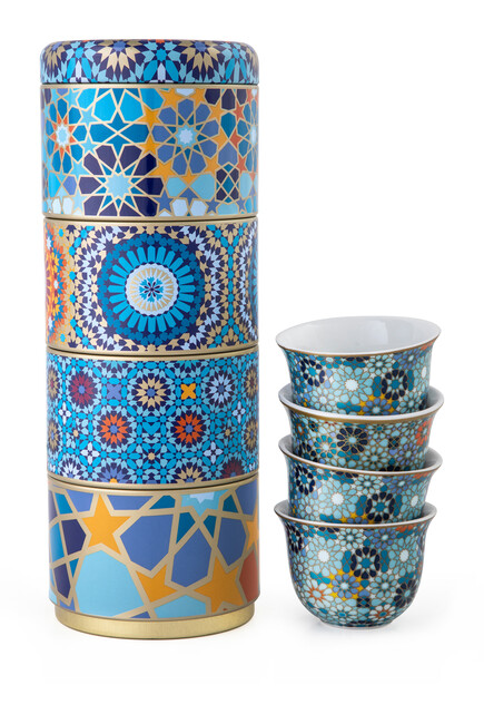 Moucharabieh Tin Box With Cups, Set of Four